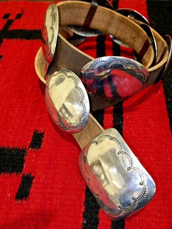 Native American Accessories - Vintage 1970's Silver Concho Belt